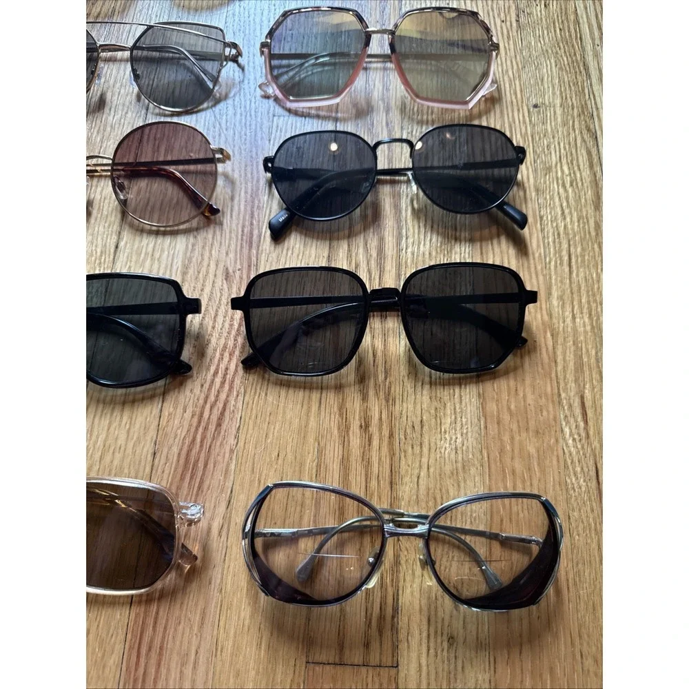 Lot of 10 Sunglasses-Different Colors & Styles. Wired Rim, Funky, Mirror, Round+ - Picture 5 of 8